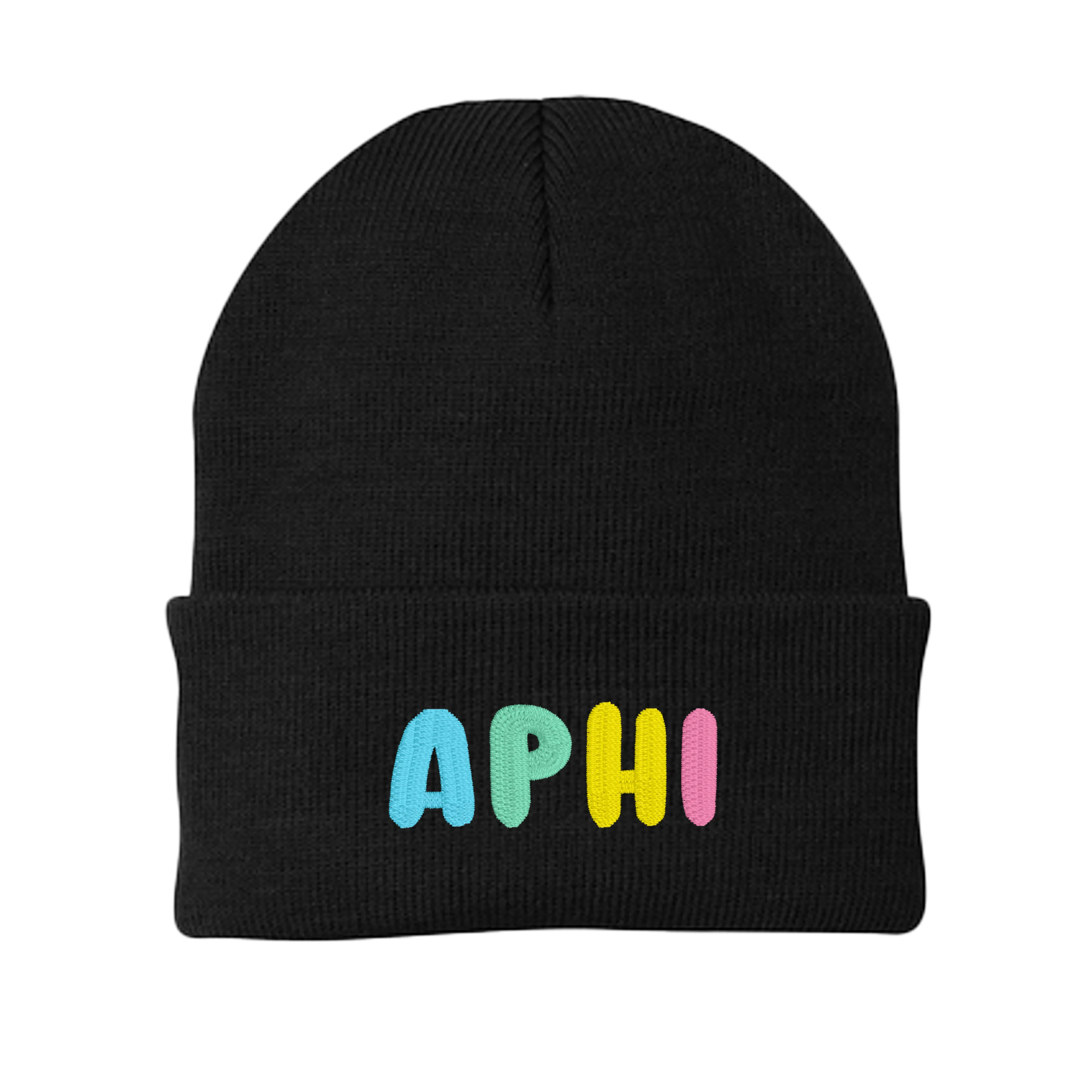 Alpha Phi Bubble Embroidered Beanie - APHI Pastel