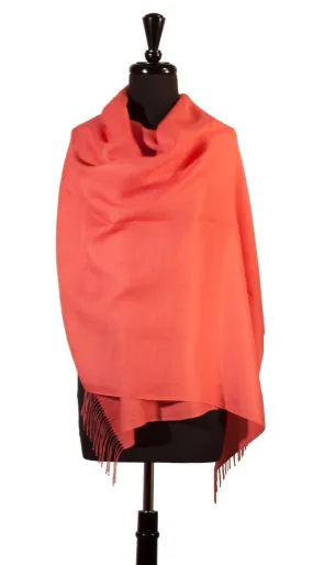 Baby Alpaca & Silk Shawl in Solid Color - Coral