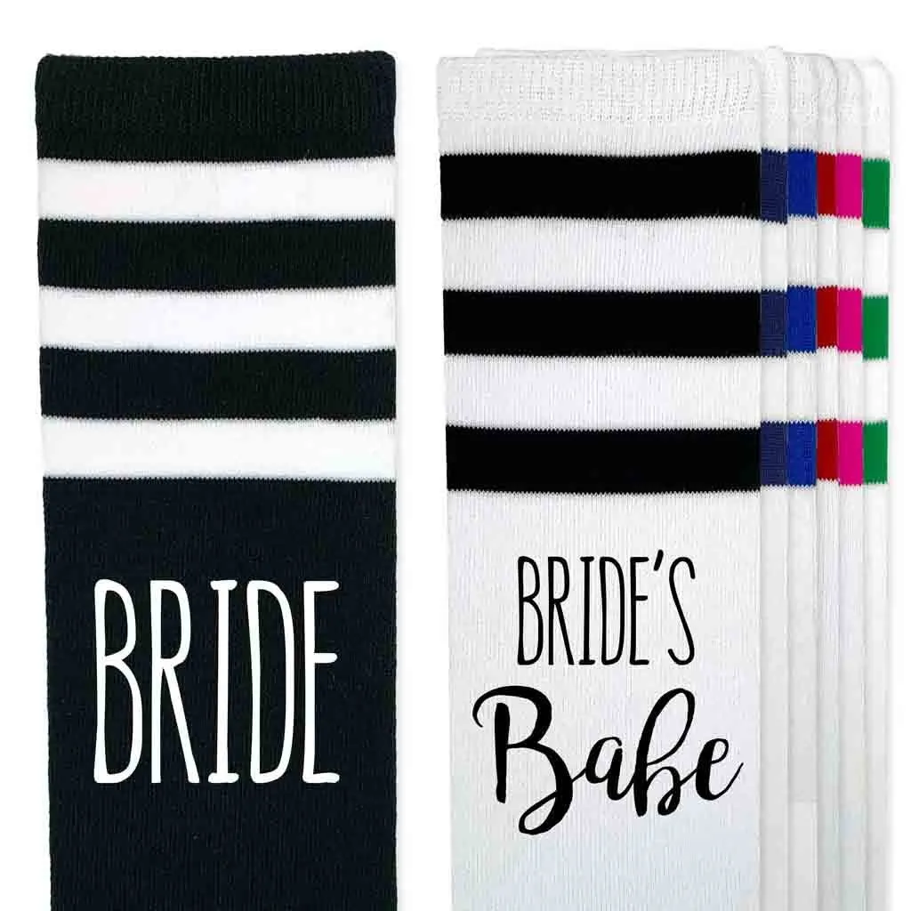 Bachelorette Party Knee High Socks Bride and Bride's Babes