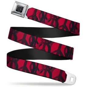 BD Wings Logo CLOSE-UP Full Color Black Silver Seatbelt Belt - Peace Dots Black/Fuchsia Webbing