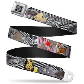 BD Wings Logo CLOSE-UP Full Color Black Silver Seatbelt Belt - Safari Webbing