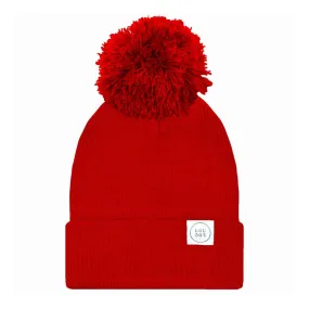 Beanie with Pom - Cherry Red