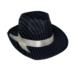 Black Pinstripe Gangsta Fedora