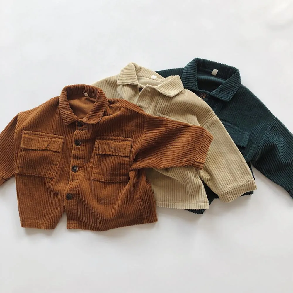 Boys Autumn Solid Corduroy Jacket  Wholesale Clothing Baby