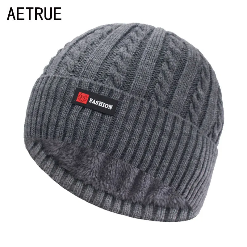 Brand Skullies Beanies Knitted Hat Thick Gorro Bonnet Fur Hat Cap