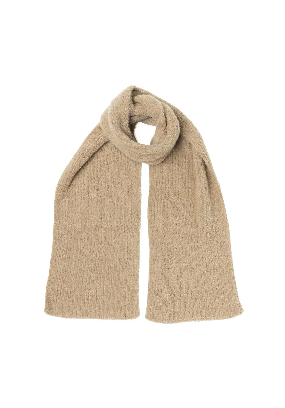 Brushed Yarn Scarf - Camel