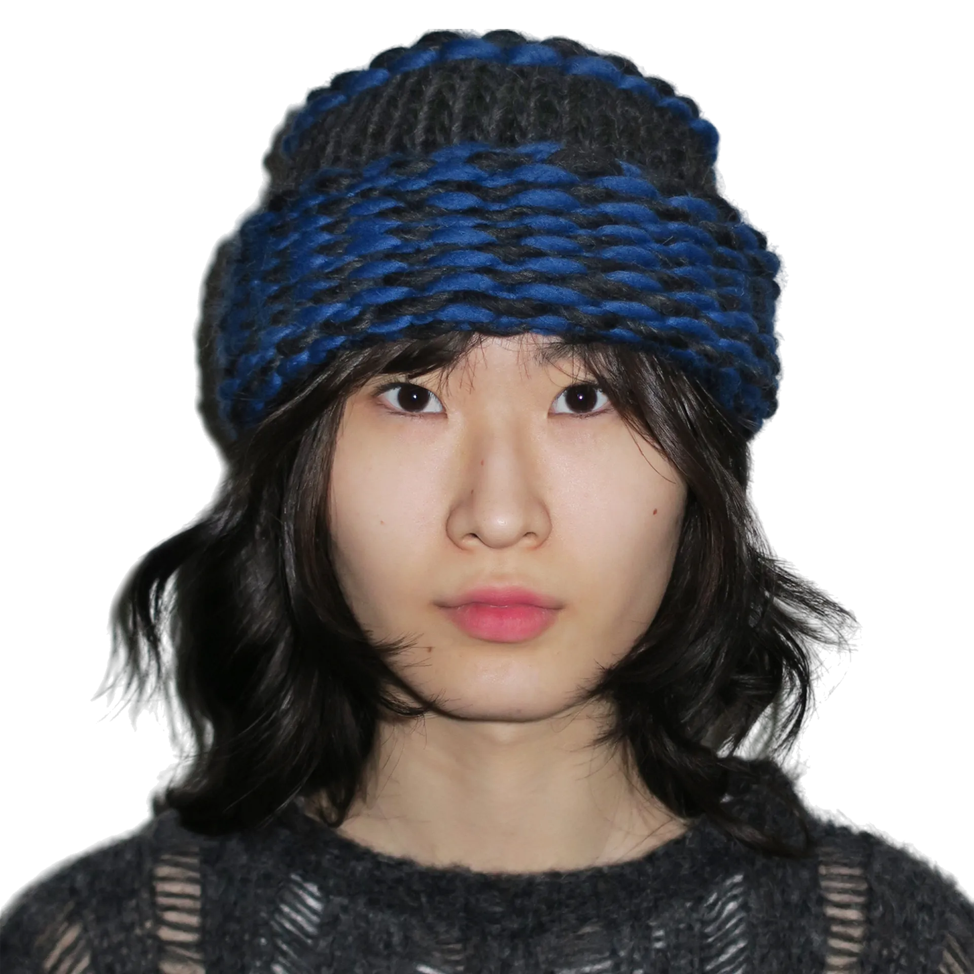 Bulky Hat — Charcoal/Blue