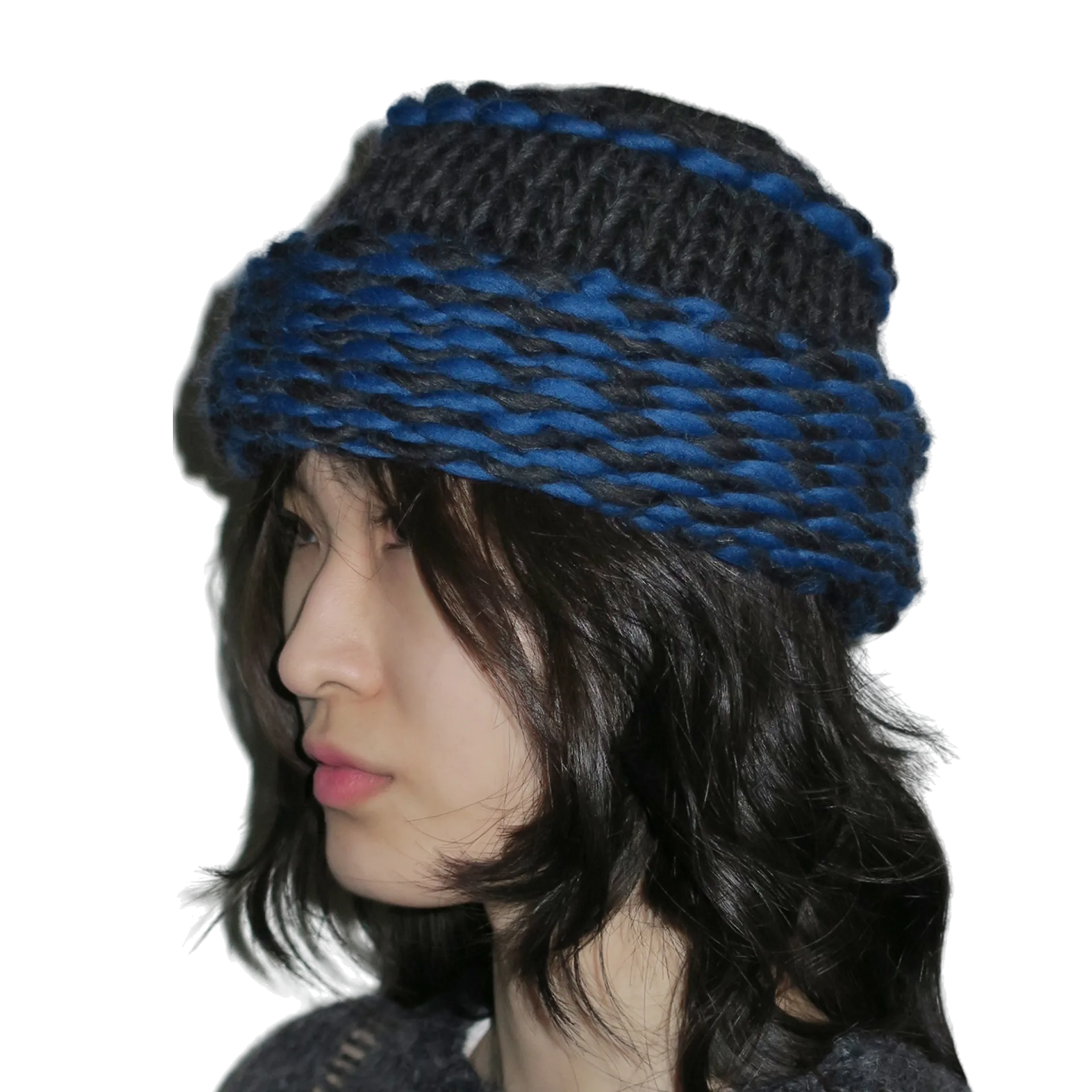 Bulky Hat — Charcoal/Blue