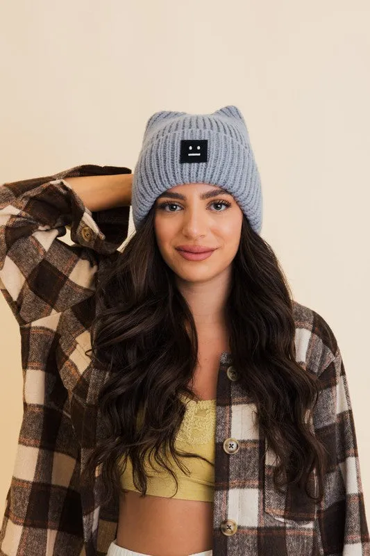 Chill Vibes Soft Ribbed Squared Face Beanie