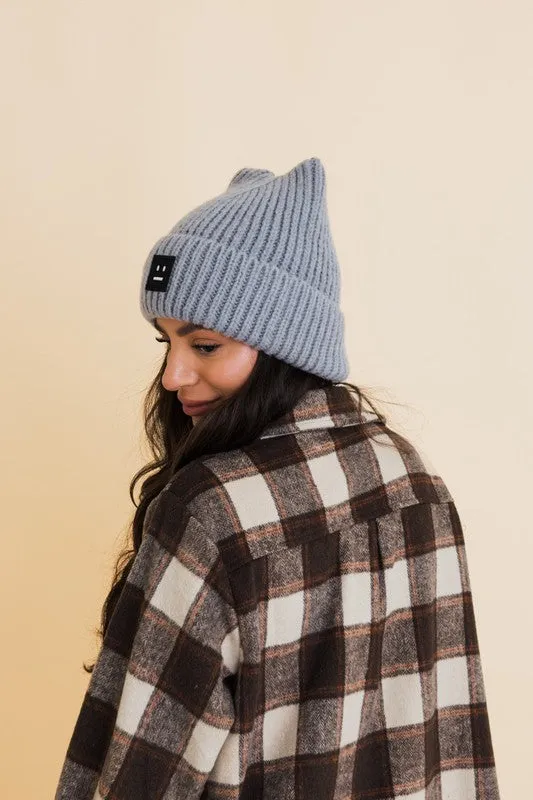 Chill Vibes Soft Ribbed Squared Face Beanie