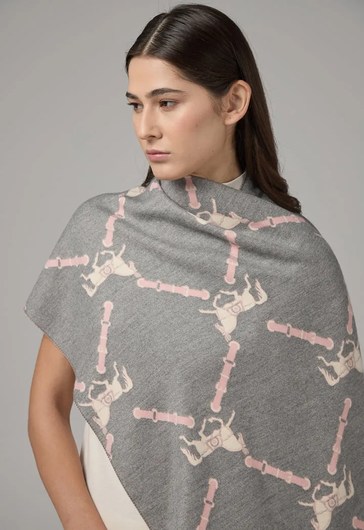 Choice Horse Pattern Pashmina Scarf Grey