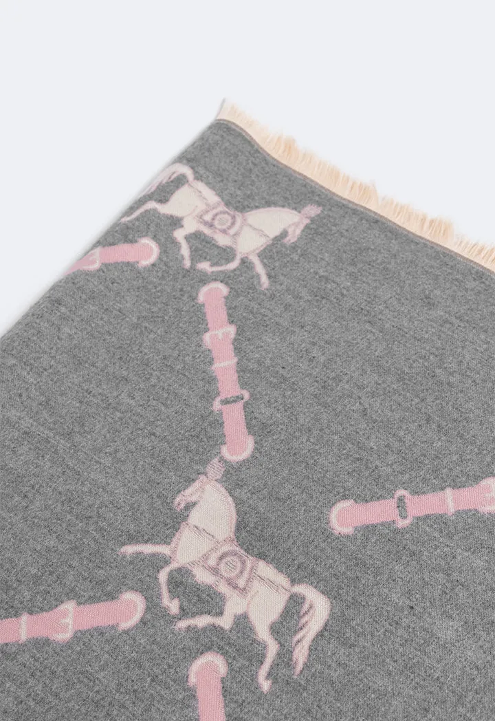 Choice Horse Pattern Pashmina Scarf Grey