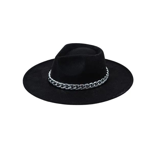 CHUNKY CHAIN FELT FEDORA HAT