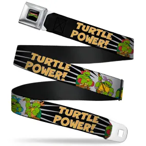 Classic TMNT Logo Full Color Seatbelt Belt - Classic Teenage Mutant Ninja Turtles Group Pose/TURTLE POWER! Webbing