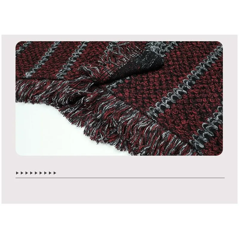 Contrast Color Tassled Knitted Shawl Scarf