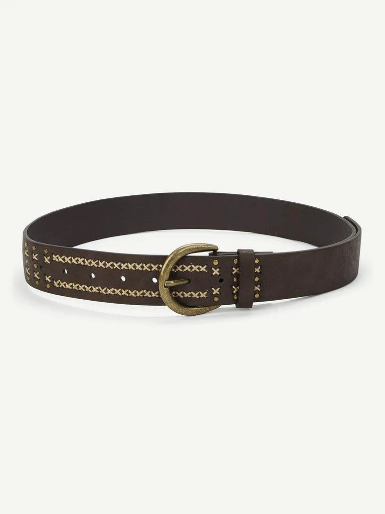 Criss Cross Metal Buckle Belt