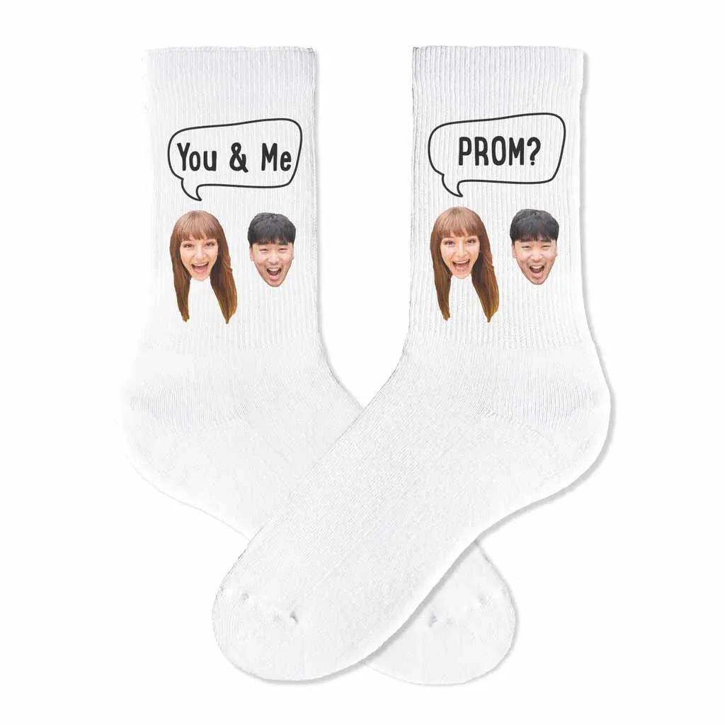 Custom Promposal Photo Socks for Him or Her, Add Your Faces