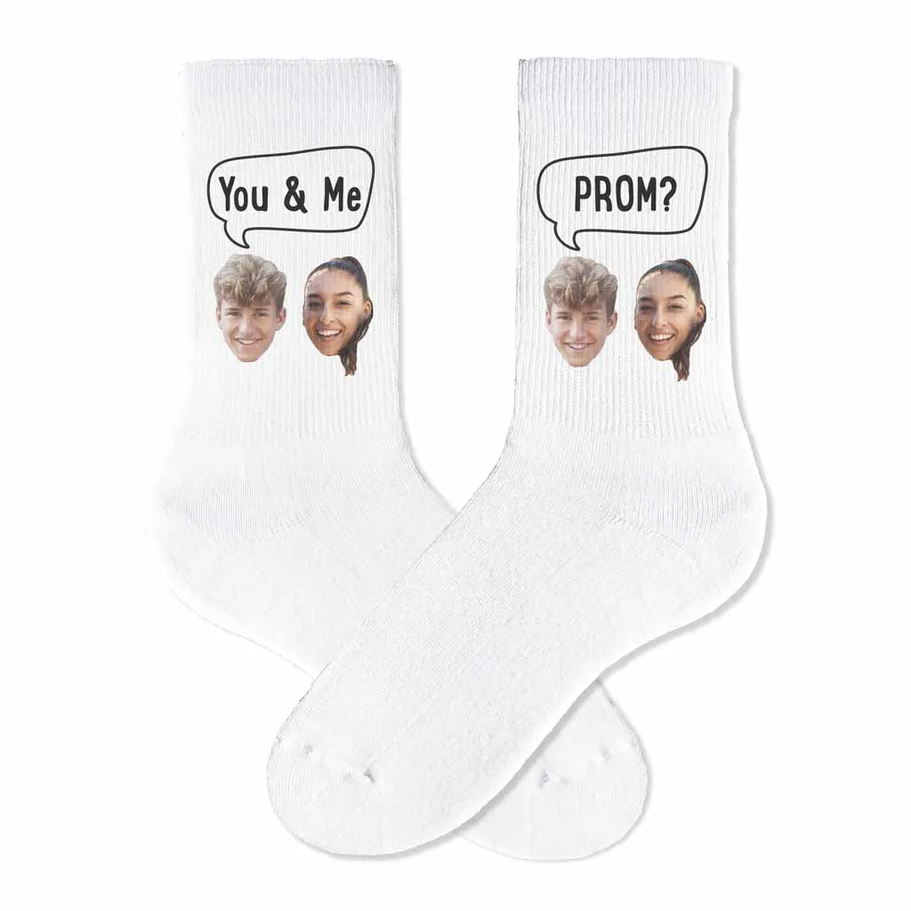 Custom Promposal Photo Socks for Him or Her, Add Your Faces