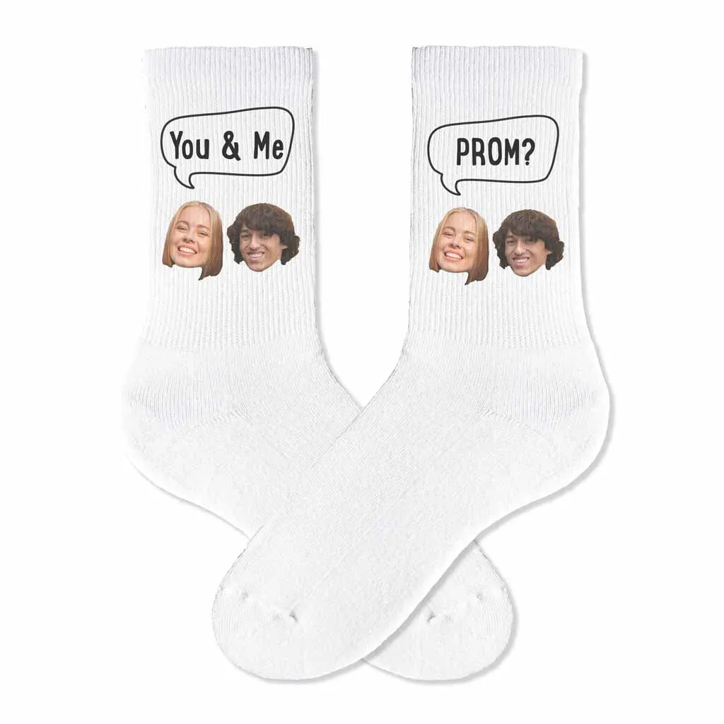 Custom Promposal Photo Socks for Him or Her, Add Your Faces