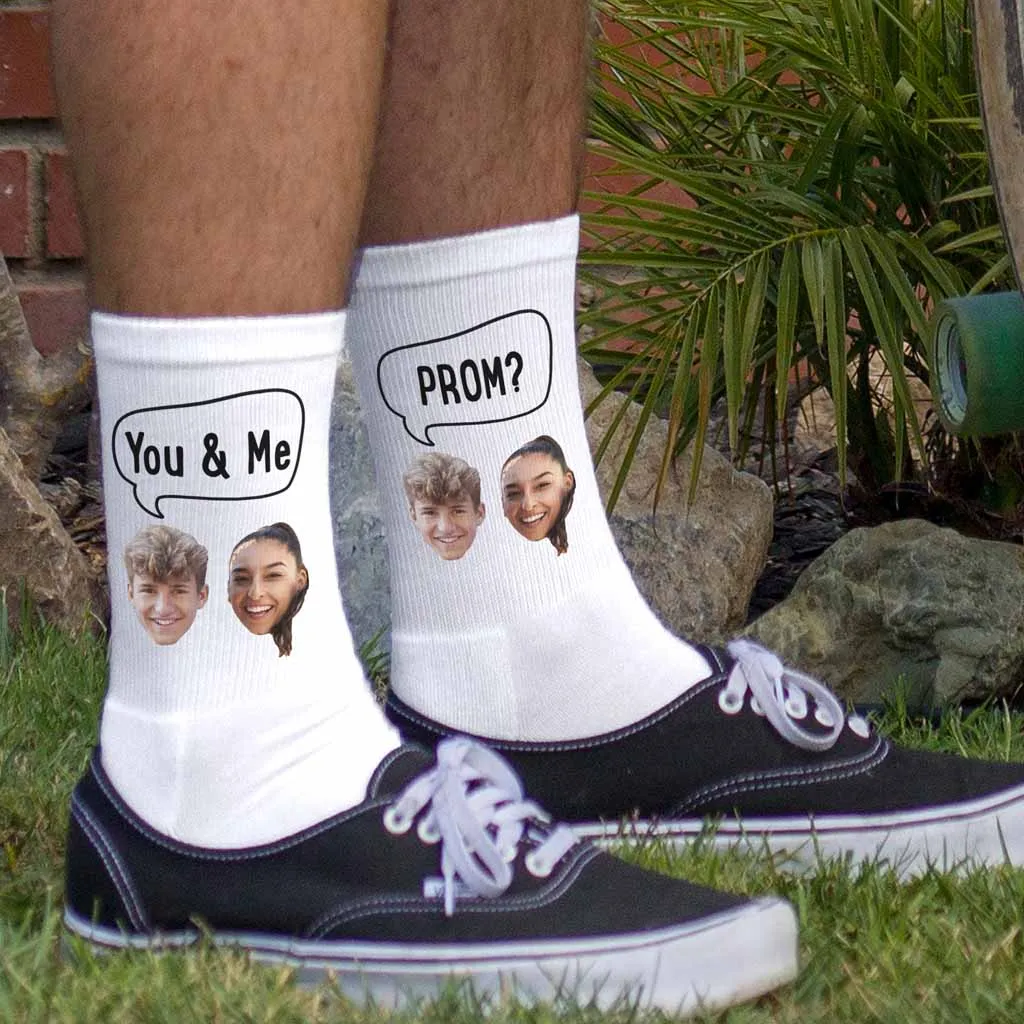 Custom Promposal Photo Socks for Him or Her, Add Your Faces