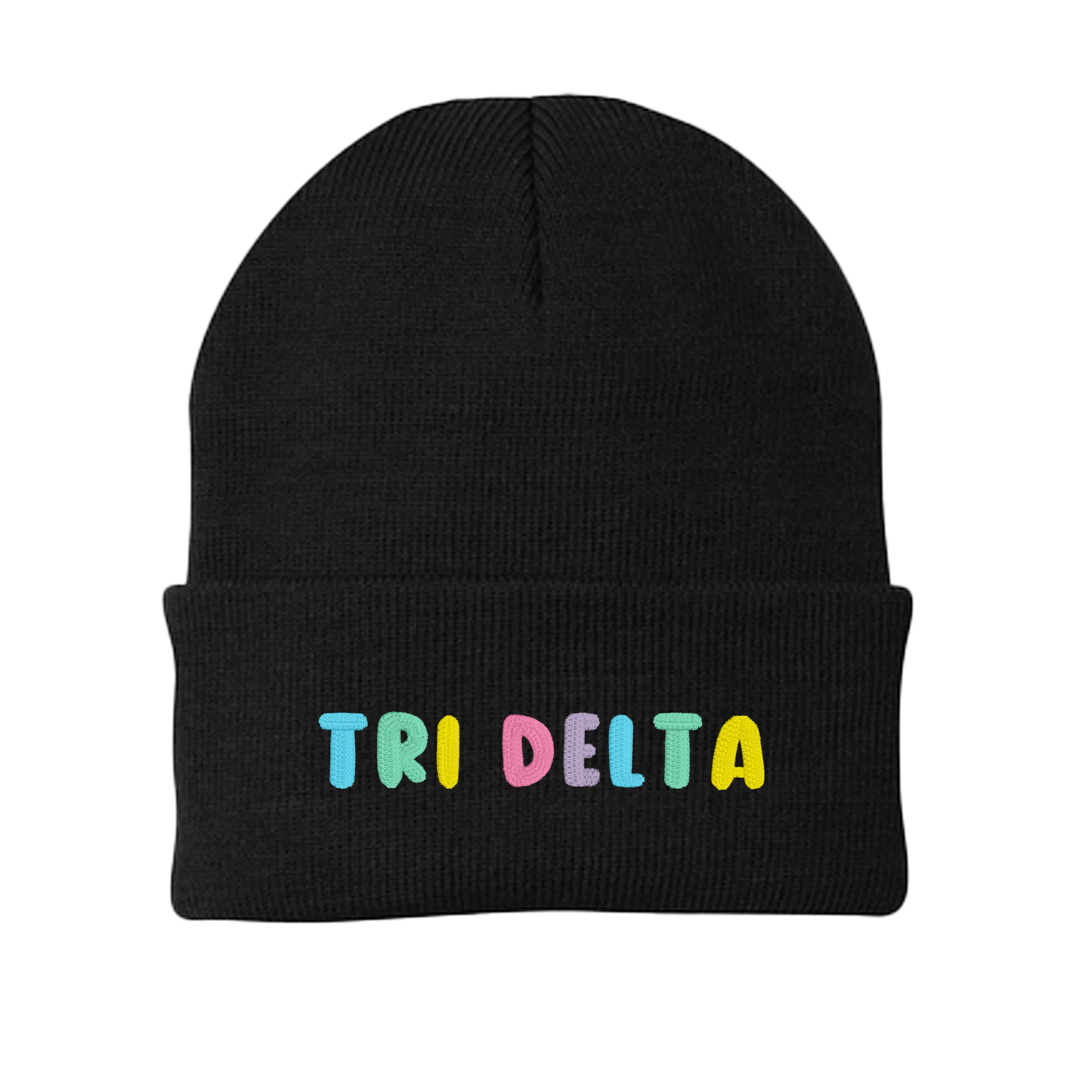 Delta Delta Delta Bubble Embroidered Beanie - Tri Delta Pastel