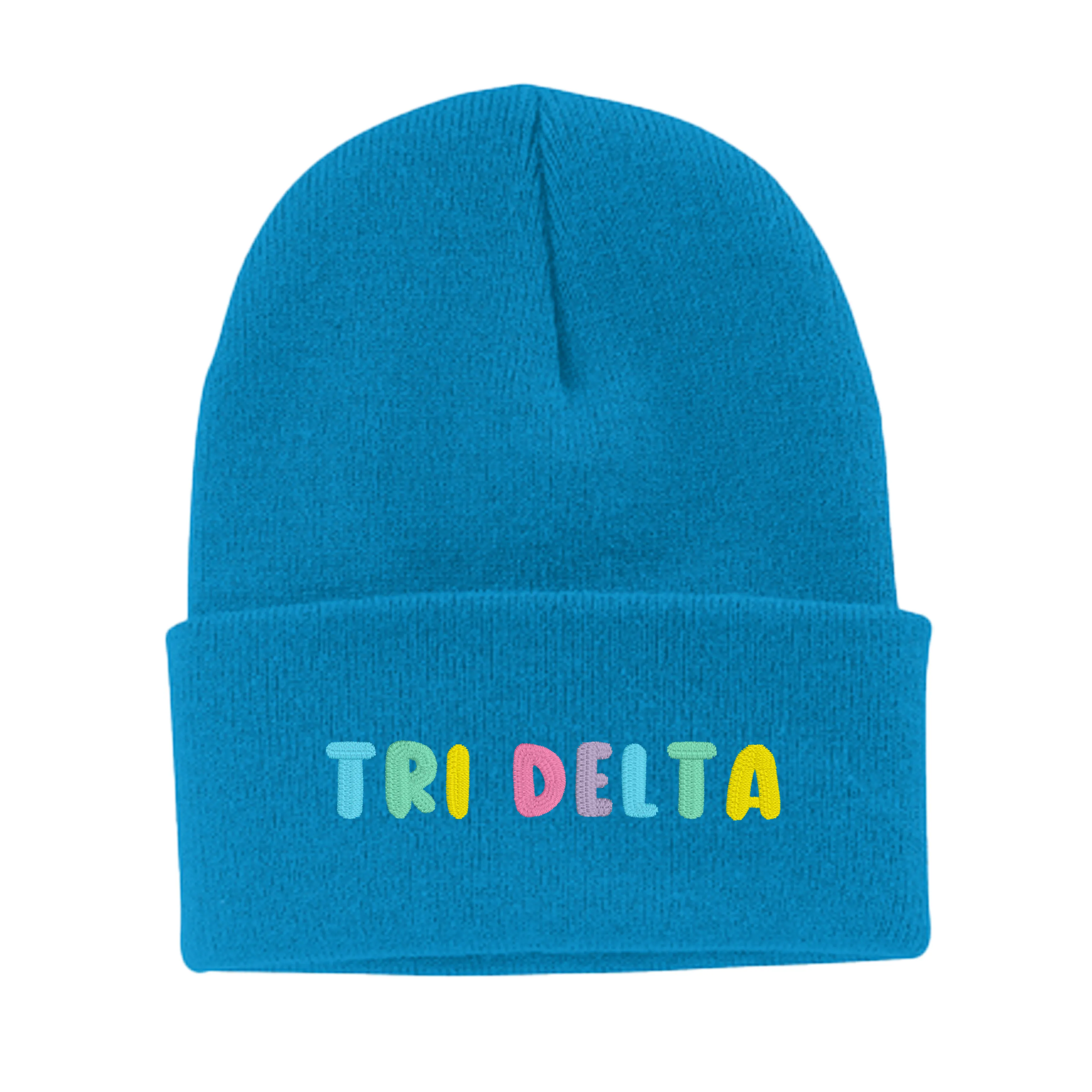 Delta Delta Delta Bubble Embroidered Beanie - Tri Delta Pastel