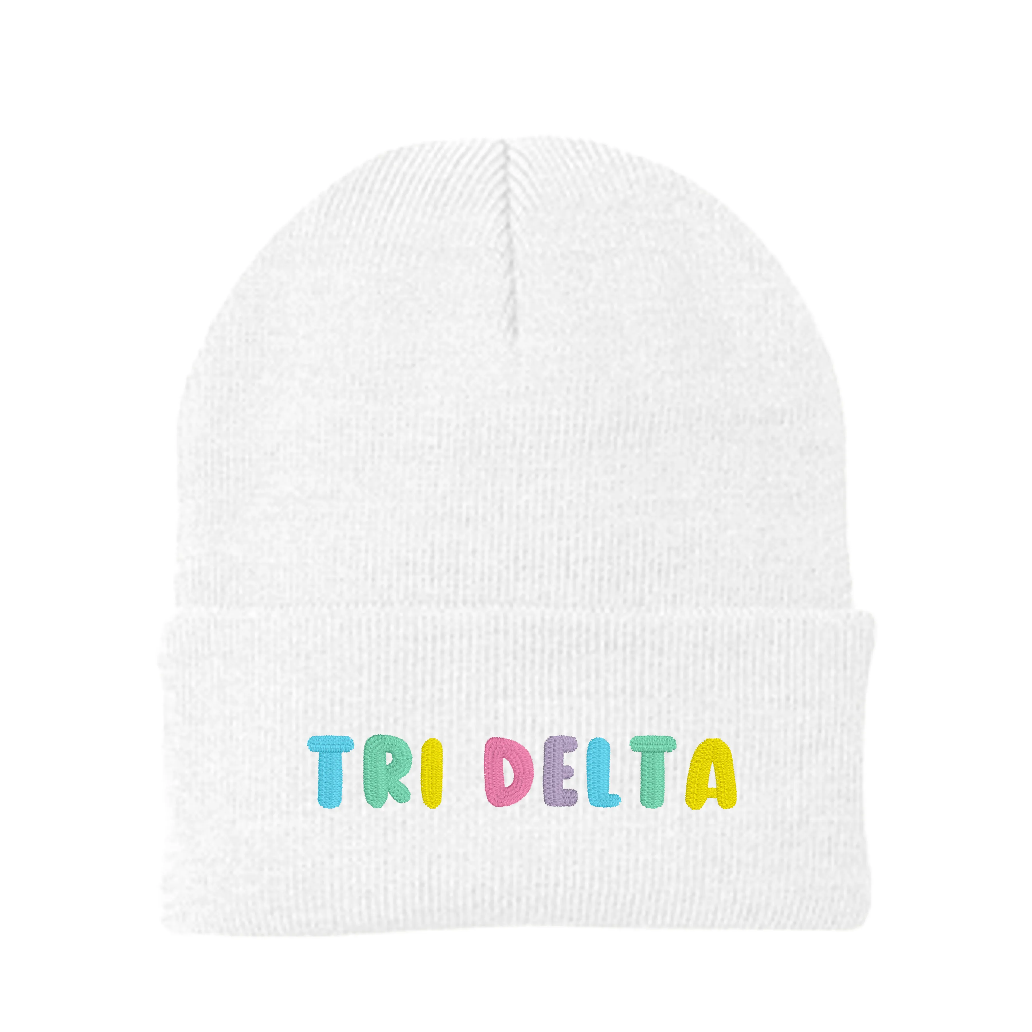 Delta Delta Delta Bubble Embroidered Beanie - Tri Delta Pastel