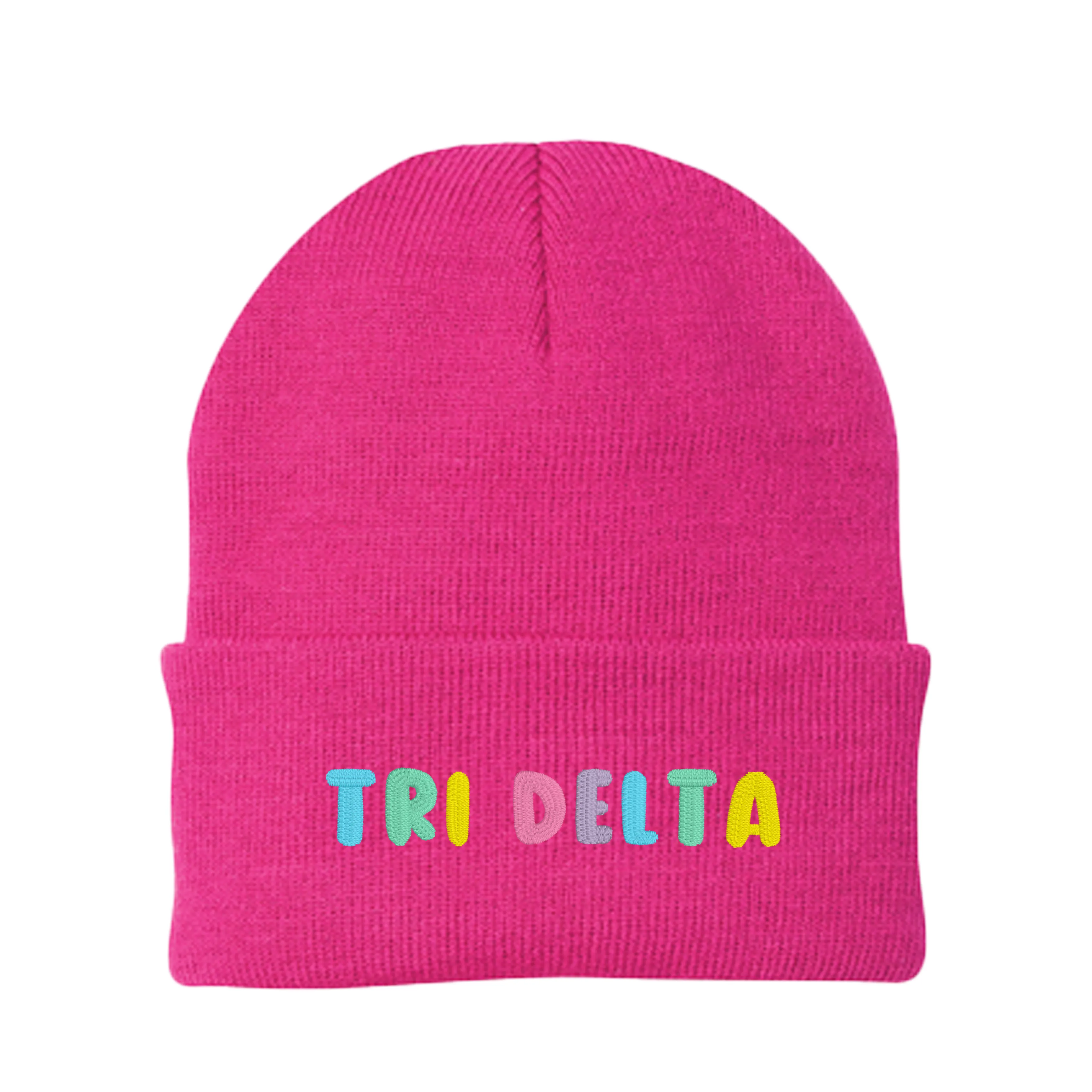 Delta Delta Delta Bubble Embroidered Beanie - Tri Delta Pastel