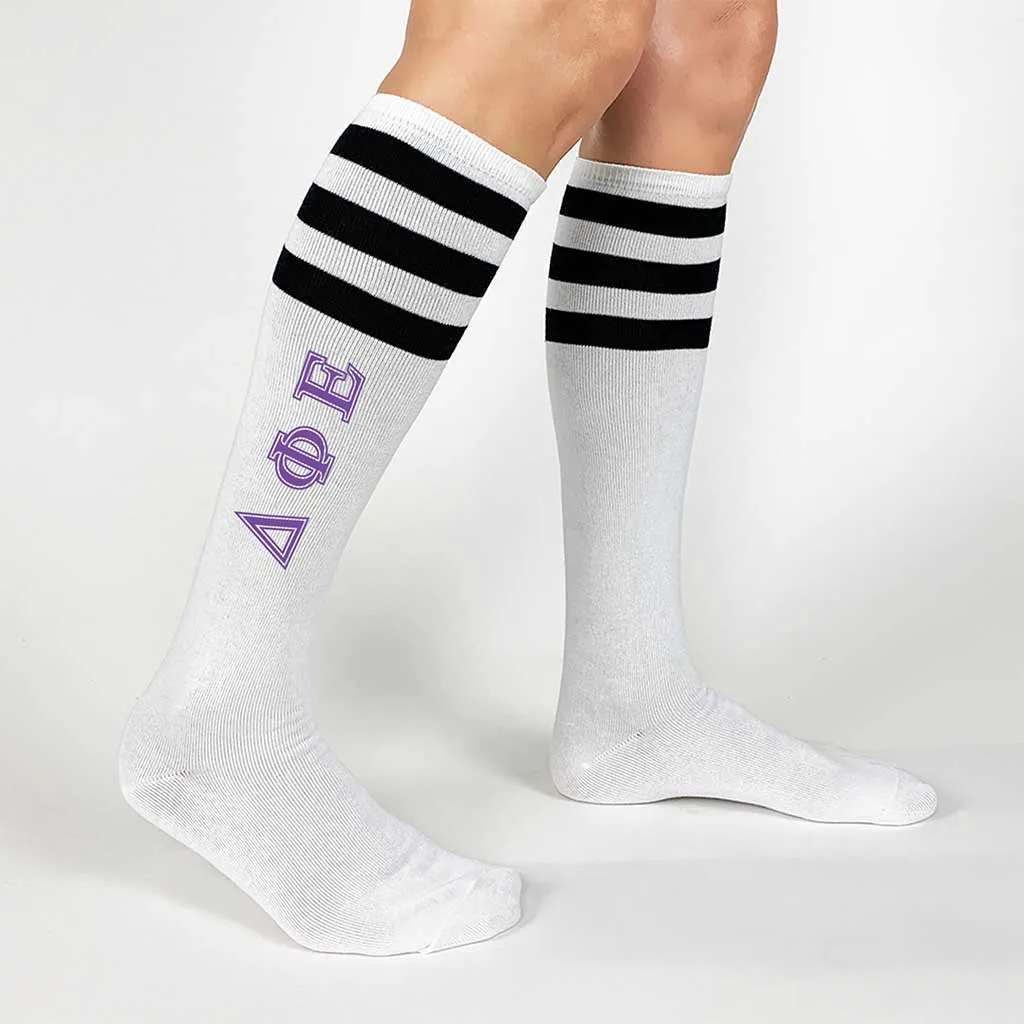 Delta Phi Epsilon Printed Striped Knee High Socks