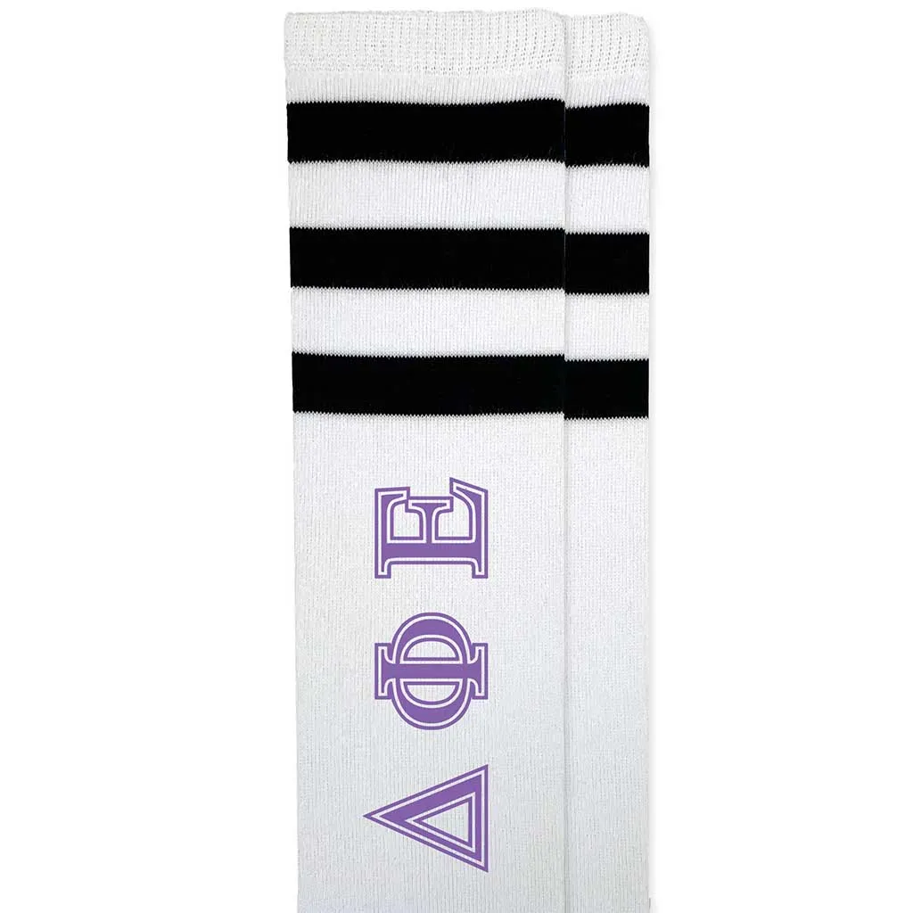 Delta Phi Epsilon Printed Striped Knee High Socks