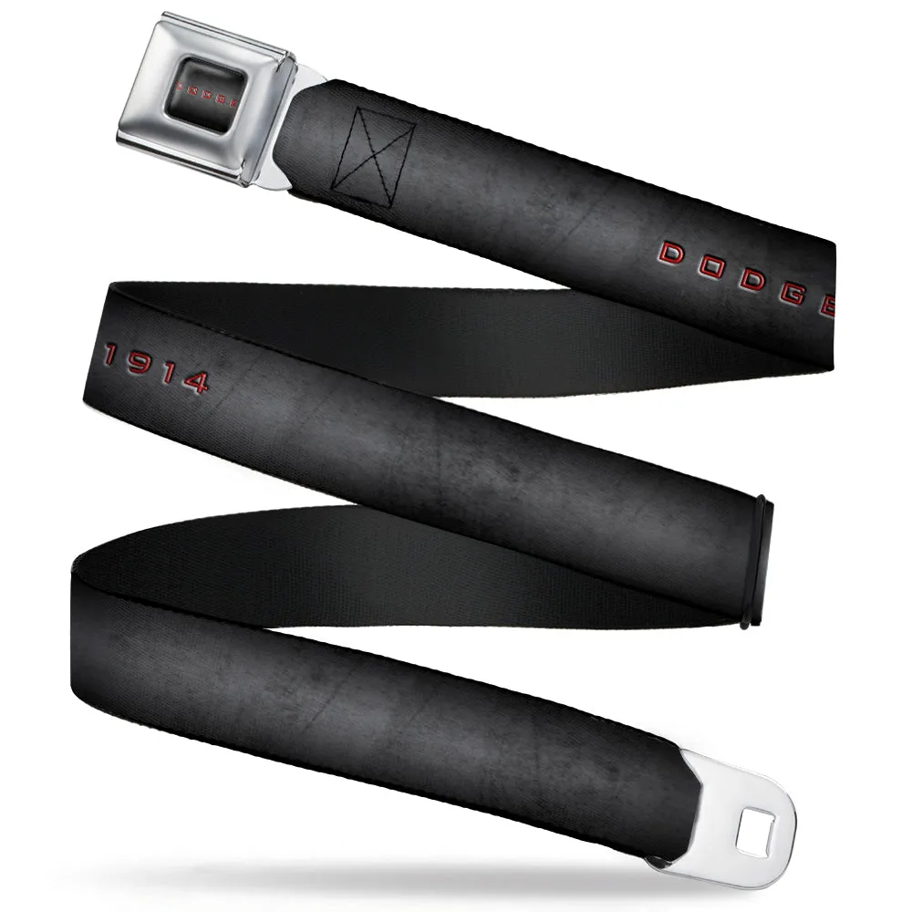 DODGE Full Color Gray Red Seatbelt Belt - Dodge 100th Anniversary Logo Black-Gray Fade/Red Webbing