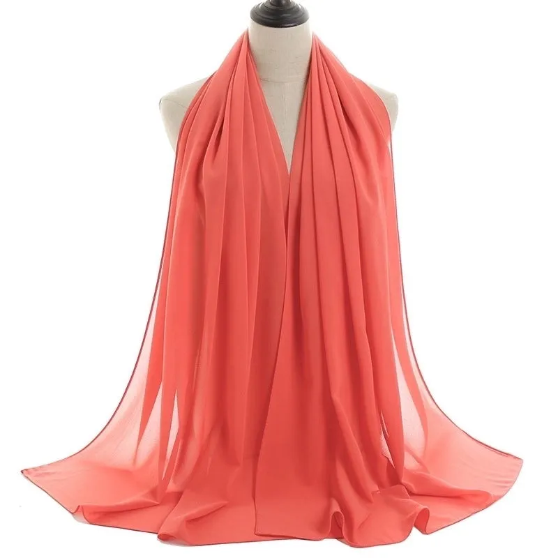 Fashion Solid Color Chiffon Printing Chiffon Scarves