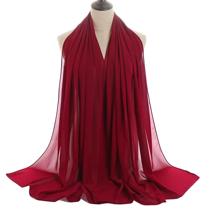 Fashion Solid Color Chiffon Printing Chiffon Scarves