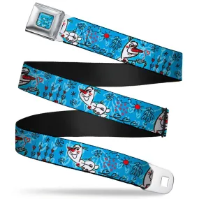 Frozen Cloud Heart Raindrop Sketch Full Color Blues Black Seatbelt Belt - Olaf Heart Raindrop Sketch Blues/Black Webbing