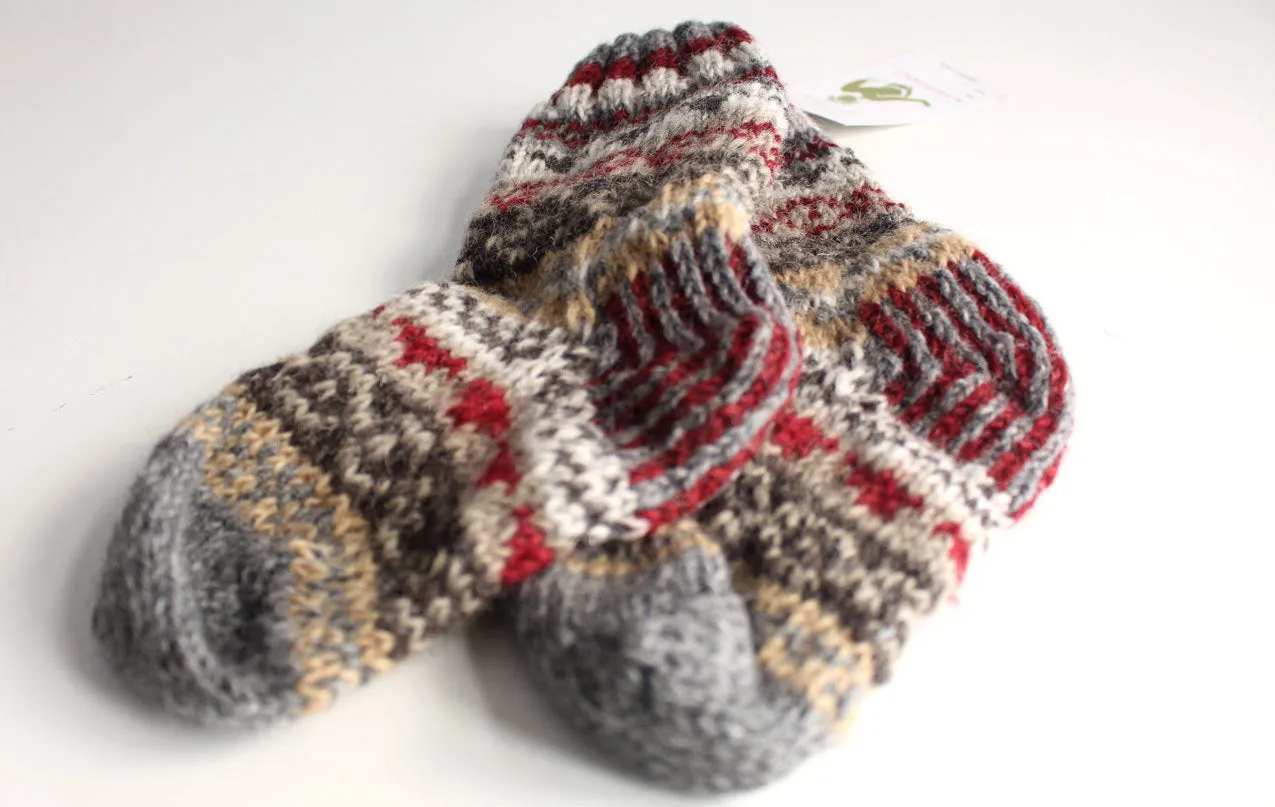 Gray Red Multicolored Pure Woolen Children Socks