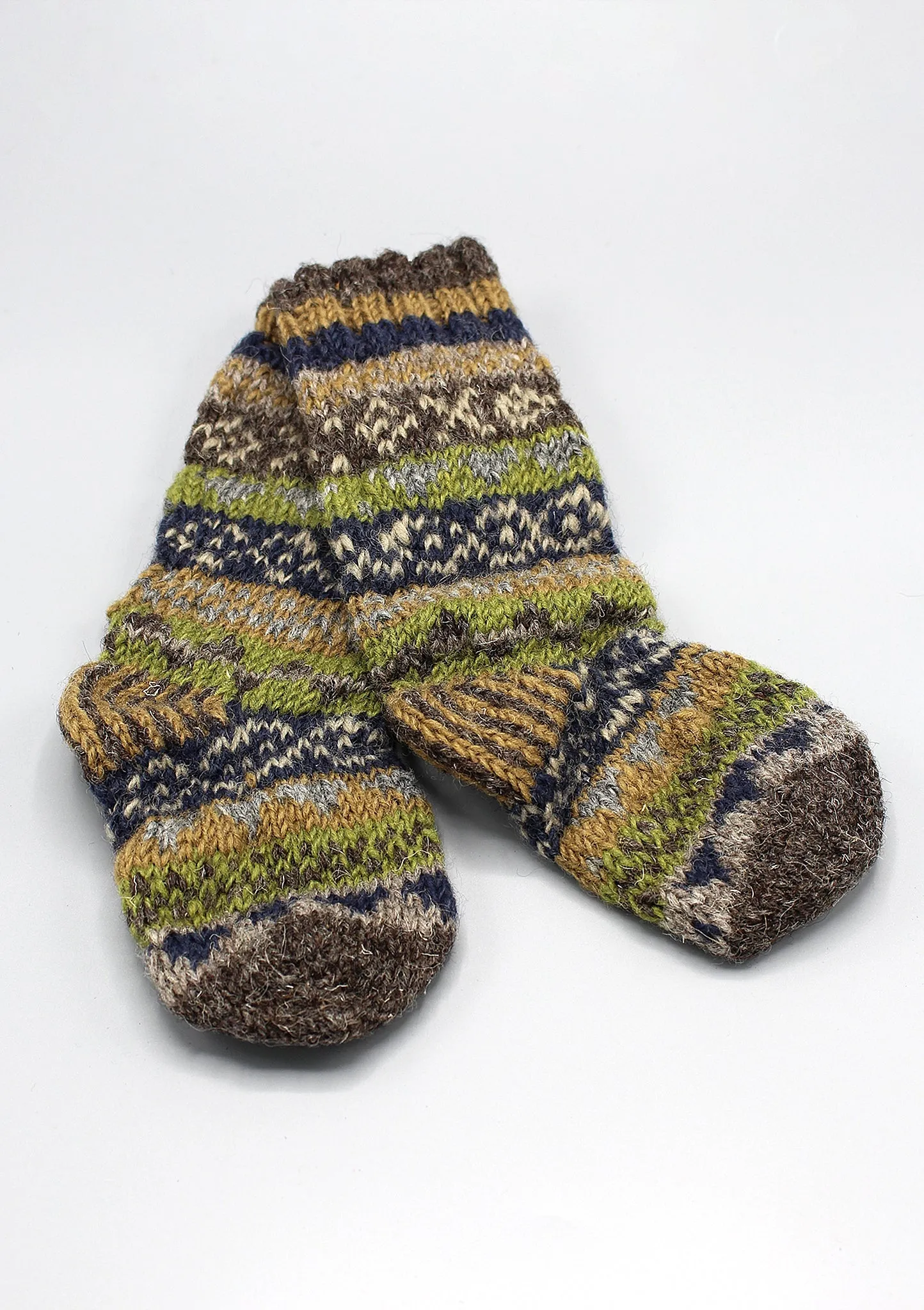 Hand Knit  Multicolored Childrens Woolen Socks