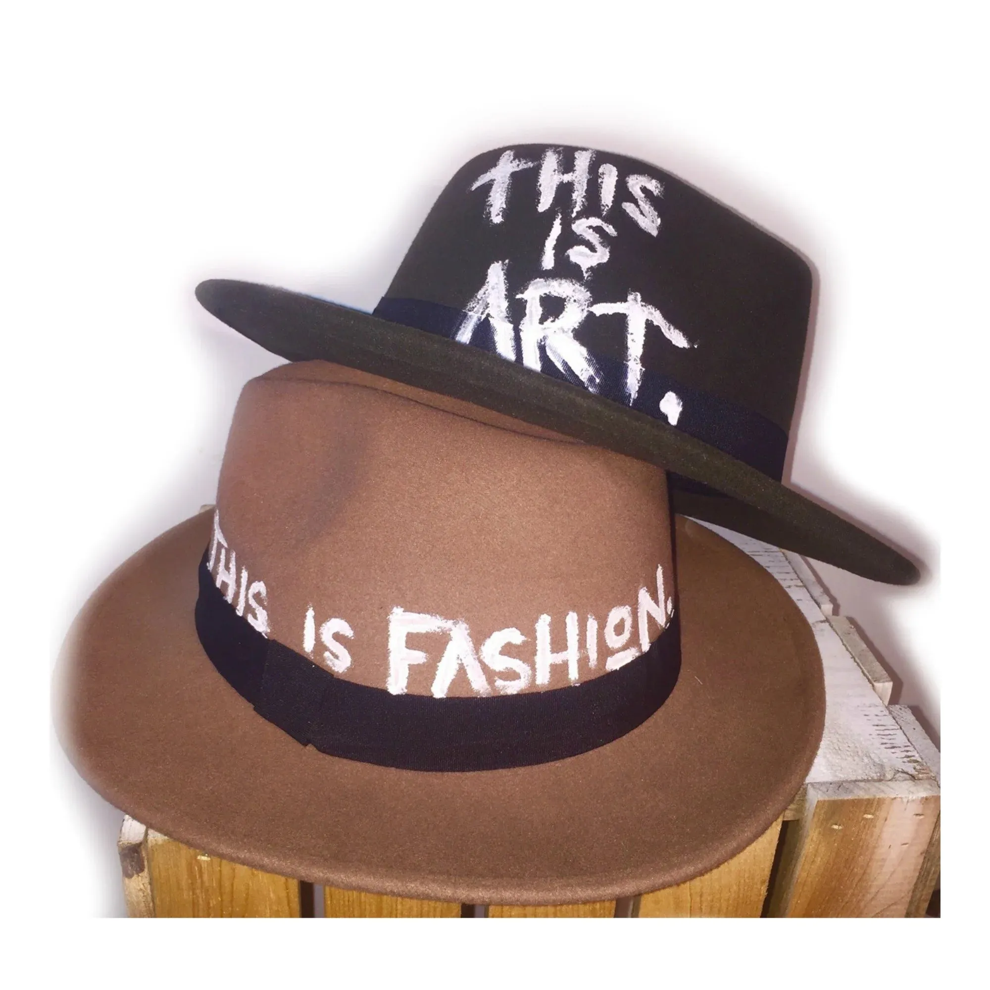 High End Junkie Tan Socialite Hand-painted Fedora