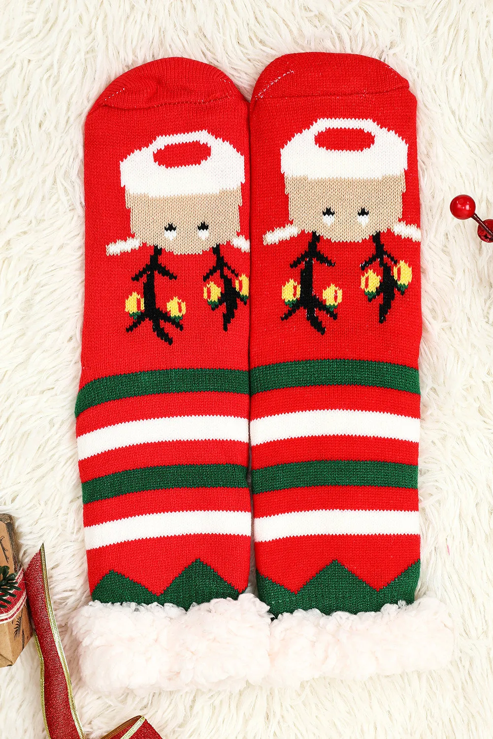 Holiday Socks for Women Christmas Cartoon Pattern Woolen Knit Socks