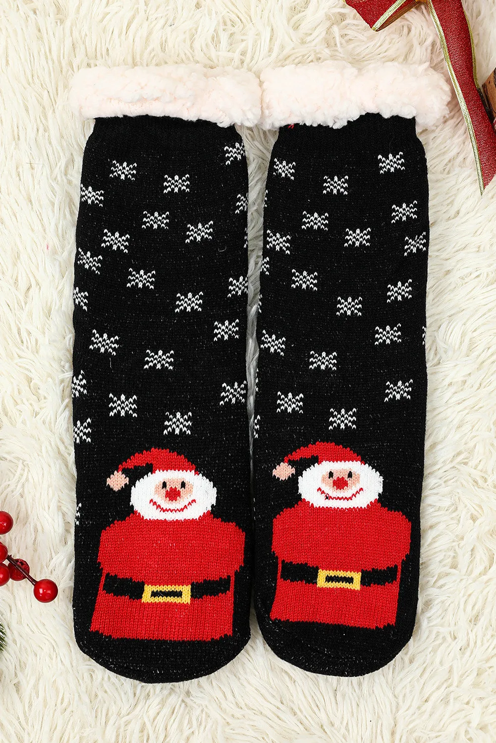 Holiday Socks for Women Christmas Cartoon Pattern Woolen Knit Socks