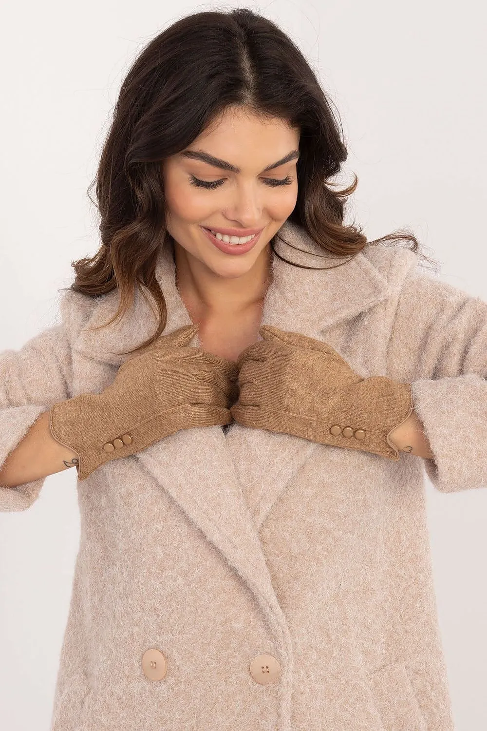 Insulated Cotton Gloves with Index Finger Brown