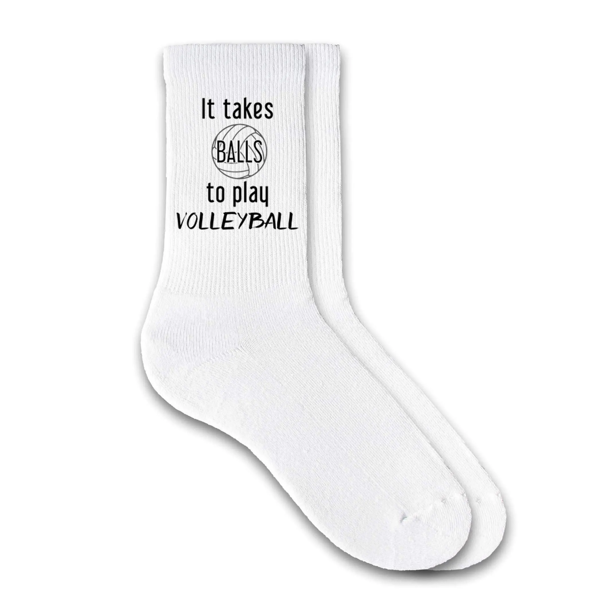 It Takes Balls To Play Volleyball - Crew Socks