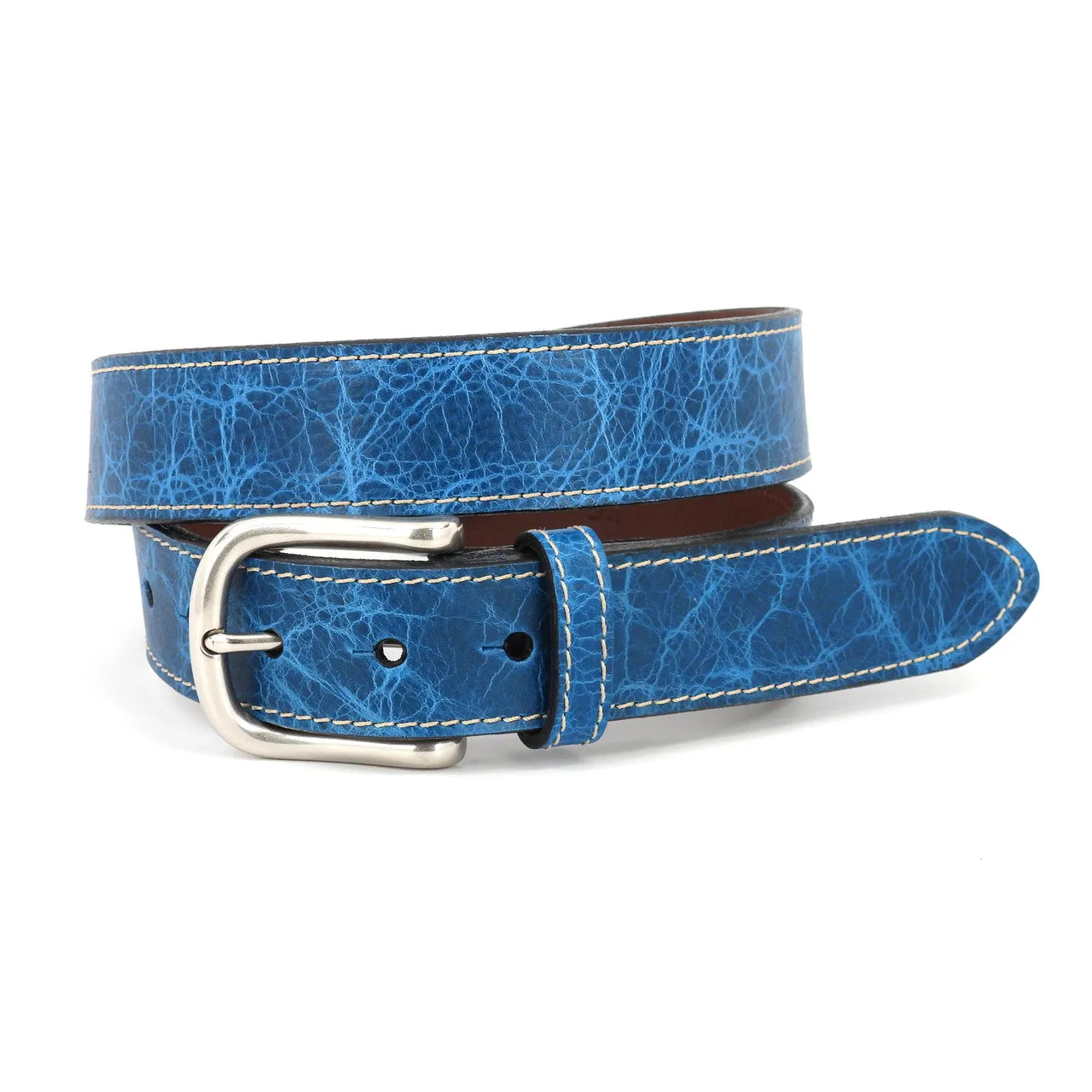 Italian Shrunken Calfskin Casual Belt in Cobalt by Torino Leather