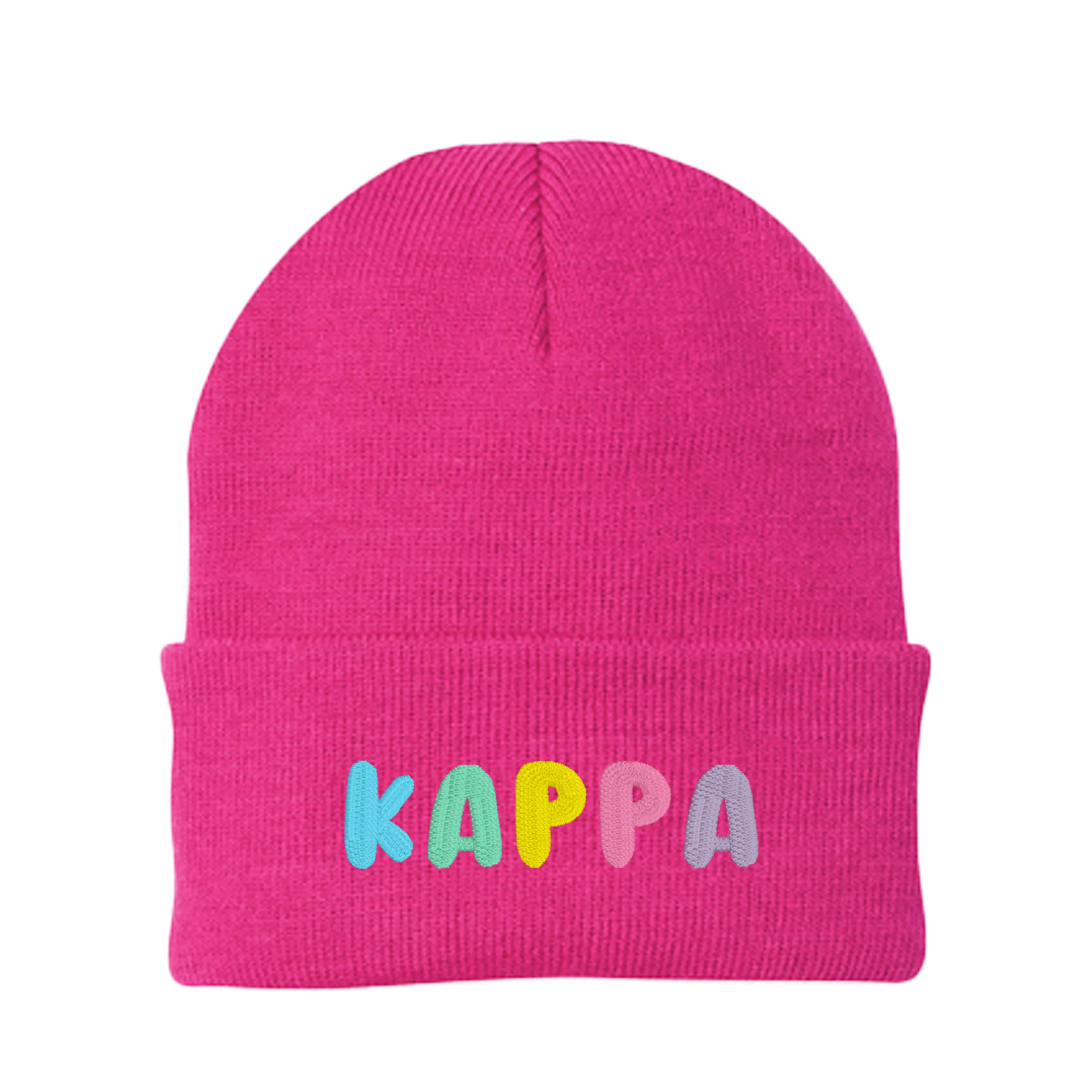 Kappa Kappa Gamma Bubble Embroidered Beanie - Kappa Pastel