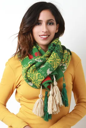 Knitted Elephant Tassel Scarf