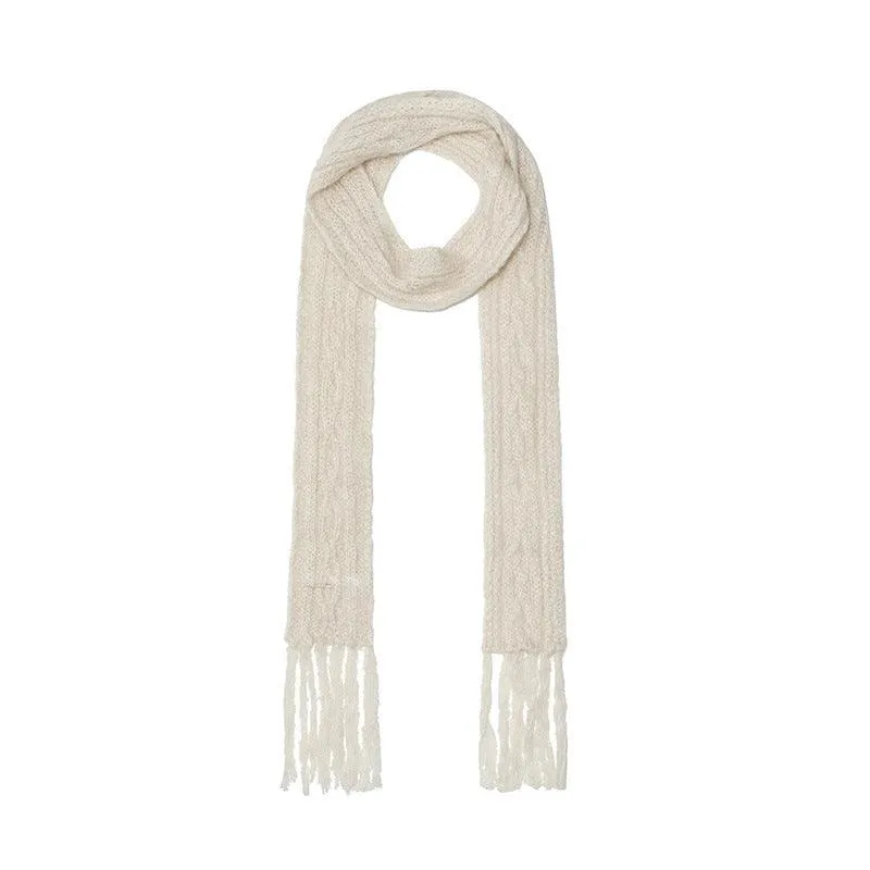 Ladies Solid Color Kint Tassel Wool Scarves YW054