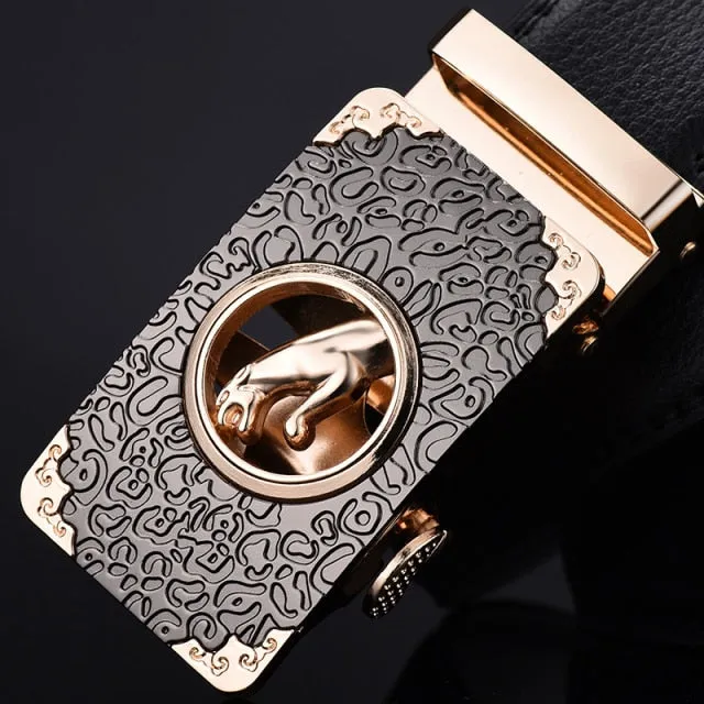 Leaping Jaguar Buckle Genuine Leather Belt