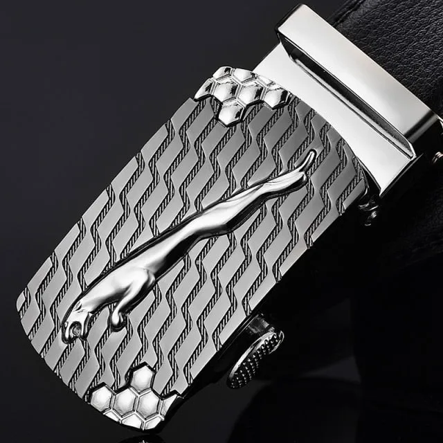 Leaping Jaguar Buckle Genuine Leather Belt