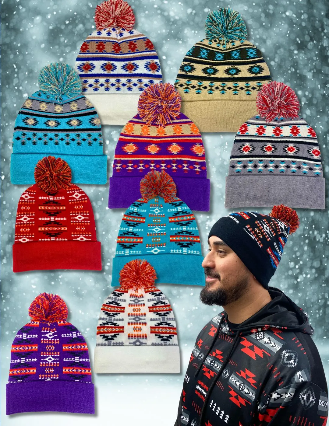 <font color="red">New !!!</font> 10 Pack Southwest Style Beanies. Only $6.00 ea!!