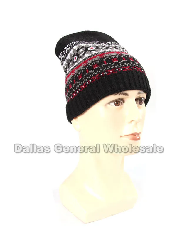 Men Fur Lining Knit Beanies Caps Wholesale