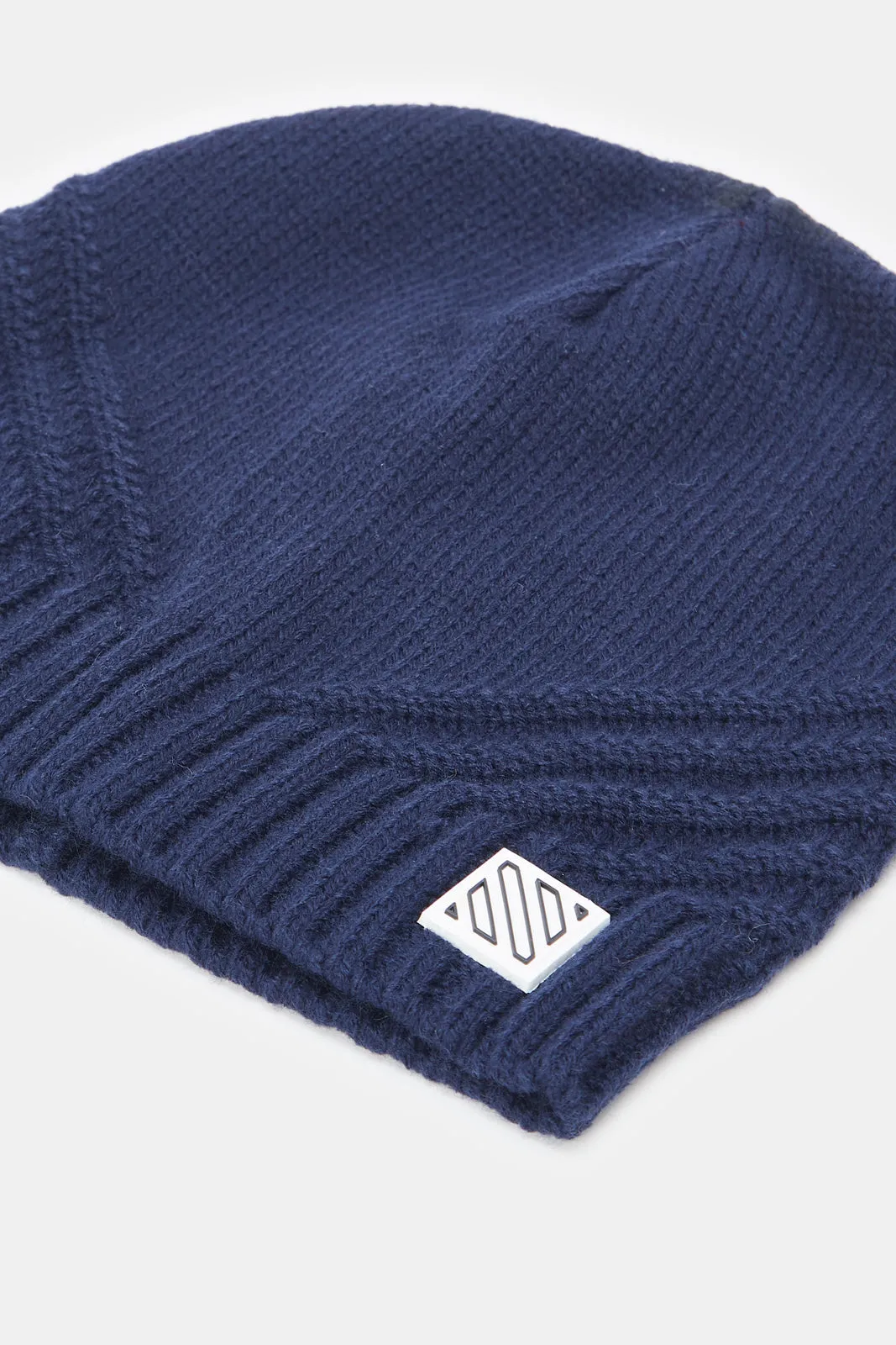 Men Navy And Grey Knitted Cap Set (Pack of 2)